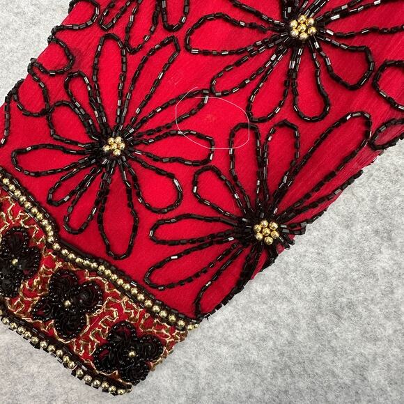 Papell Boutique Evening Jacket WMNS 8P Red Silk Floral Sequin Trophy Brocade Vtg - Picture 9 of 12